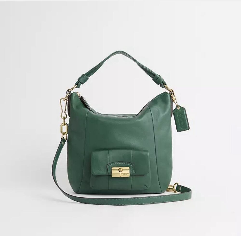Authentic Coach Kristen 14783 Green Leather Hobo Shoulder Bag NEW!